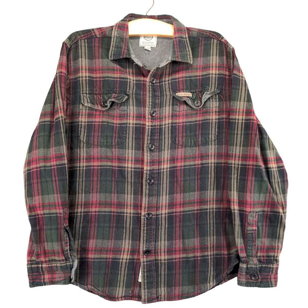 Field & Stream Button Up Shirt Men's Large Long Sleeve Multicolor Plaid Cotton